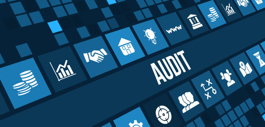 Audit concept image with business icons and copyspace.